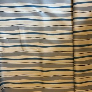 4.75 yards blue and white wavy stripe sateen-like fabric